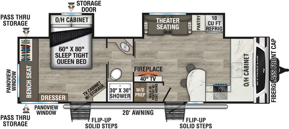 2026 Venture RV Stratus SR262VFK Travel Trailer Floorplan