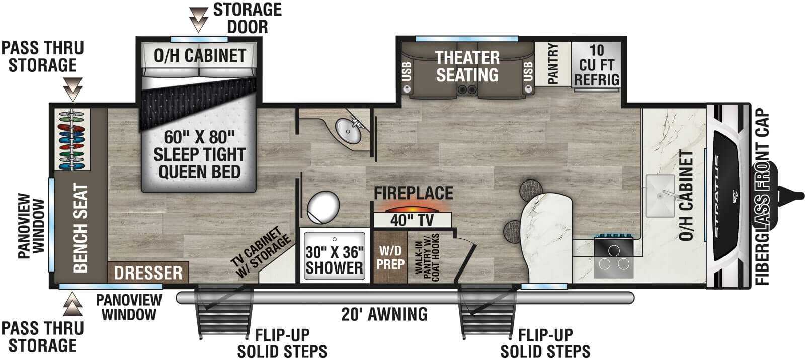 2026 Venture RV Stratus SR262VFK Travel Trailer Floorplan
