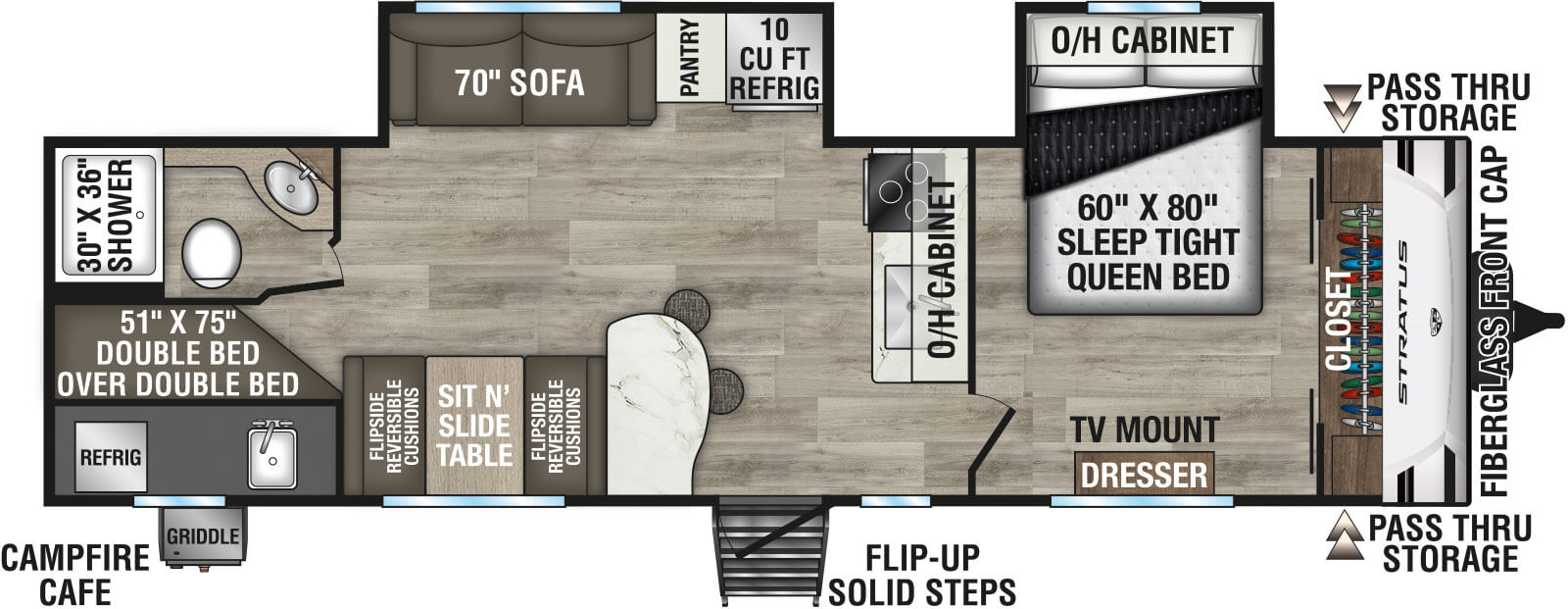 2026 Venture RV Stratus SR302VBH Travel Trailer Floorplan