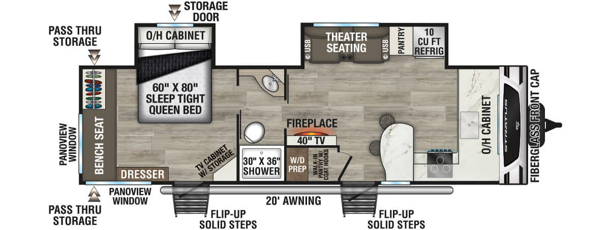 2026 Venture RV Stratus SR262VFK Travel Trailer Floorplan