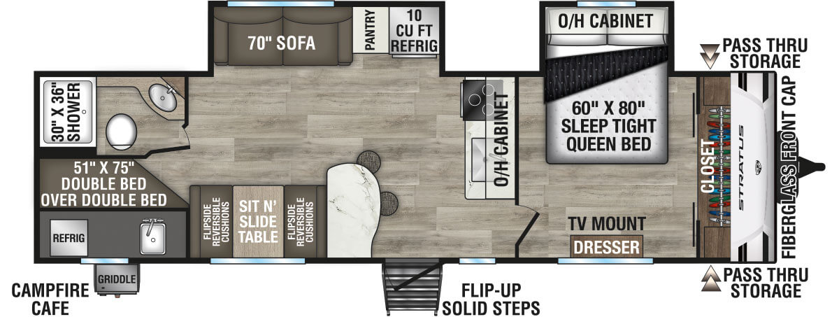 2026 Venture RV Stratus SR302VBH Travel Trailer Floorplan
