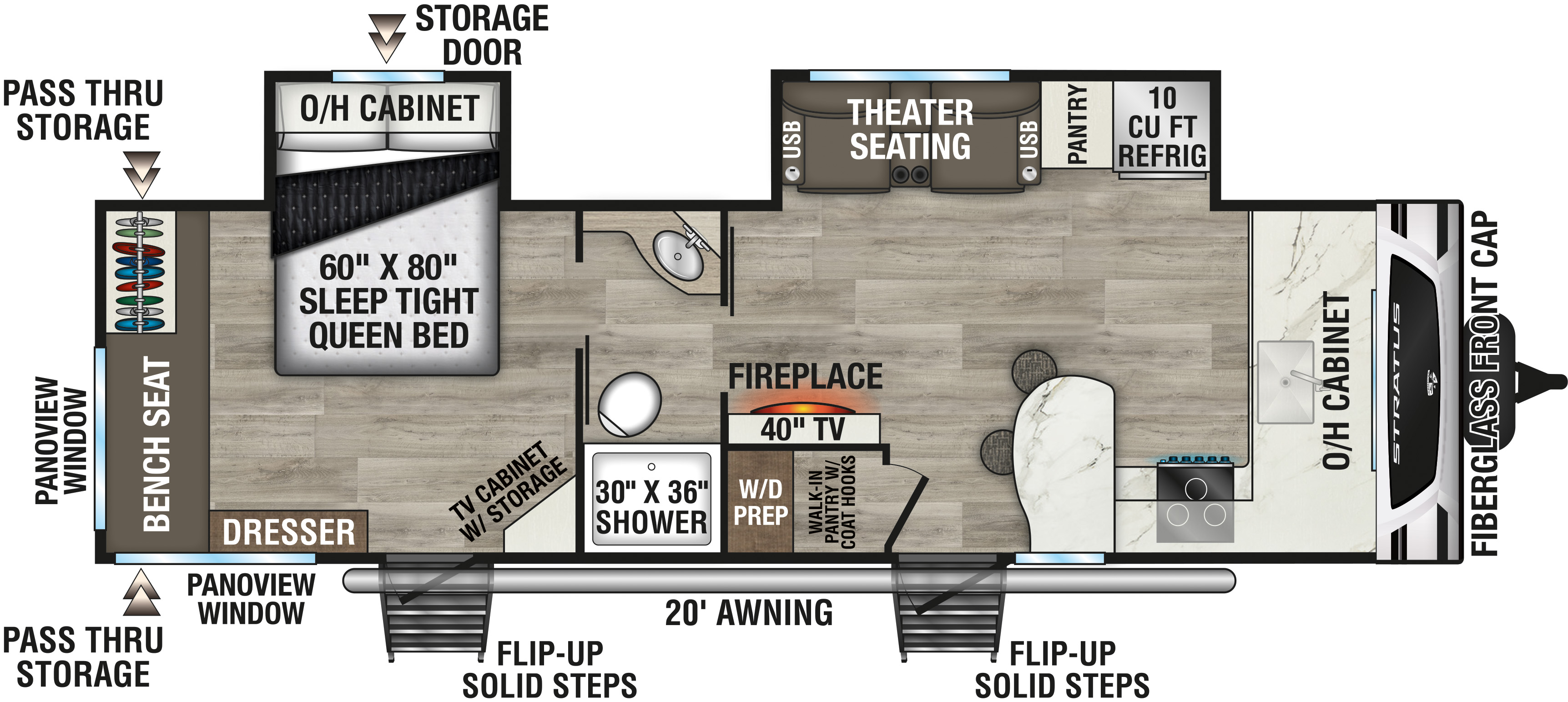 2026 Venture RV Stratus SR262VFK Travel Trailer Floorplan