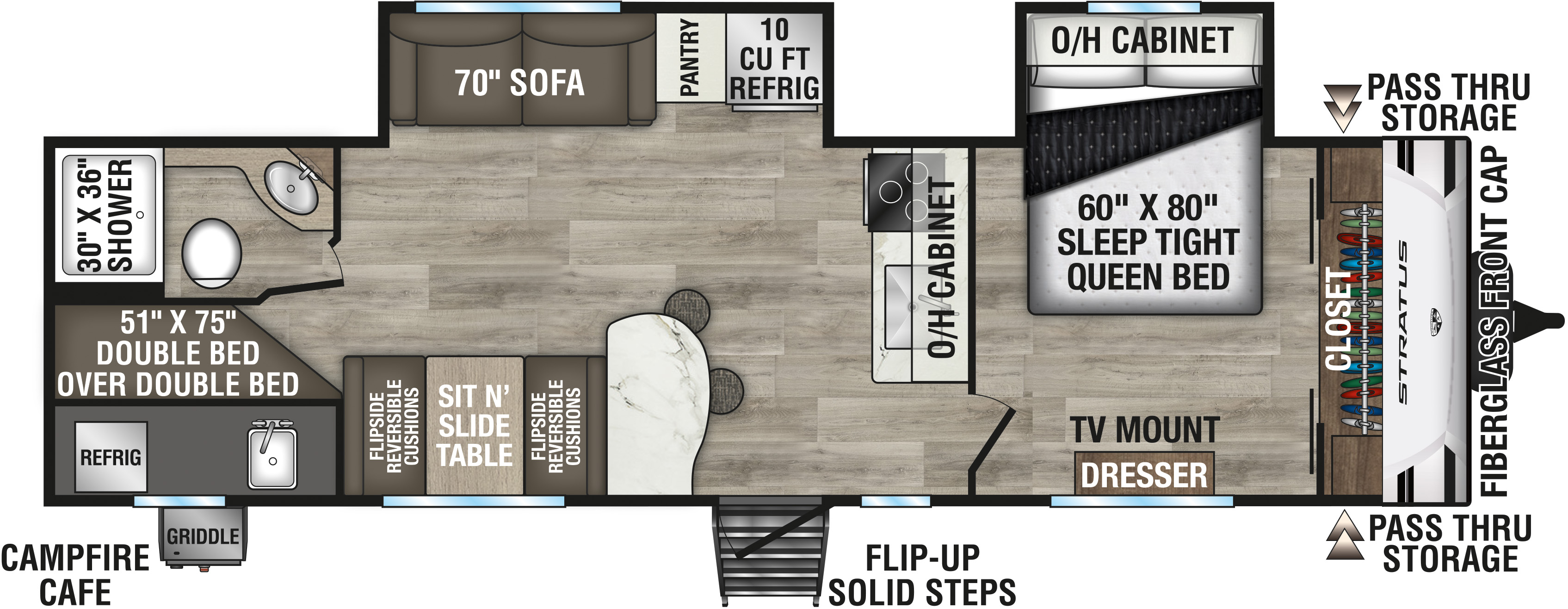 2026 Venture RV Stratus SR302VBH Travel Trailer Floorplan