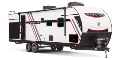 2026 Venture RV Stratus SR261VRB Travel Trailer Exterior Front 3-4 Door Side Arctic White