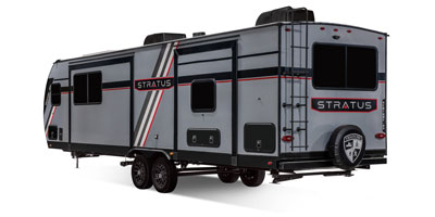 2026 Venture RV Stratus SR282VFD Travel Trailer Exterior Rear 3-4 Off Door