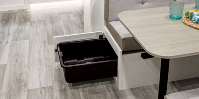 2026 Venture RV Stratus SR302VBH Travel Trailer Dinette Storage Mid Out