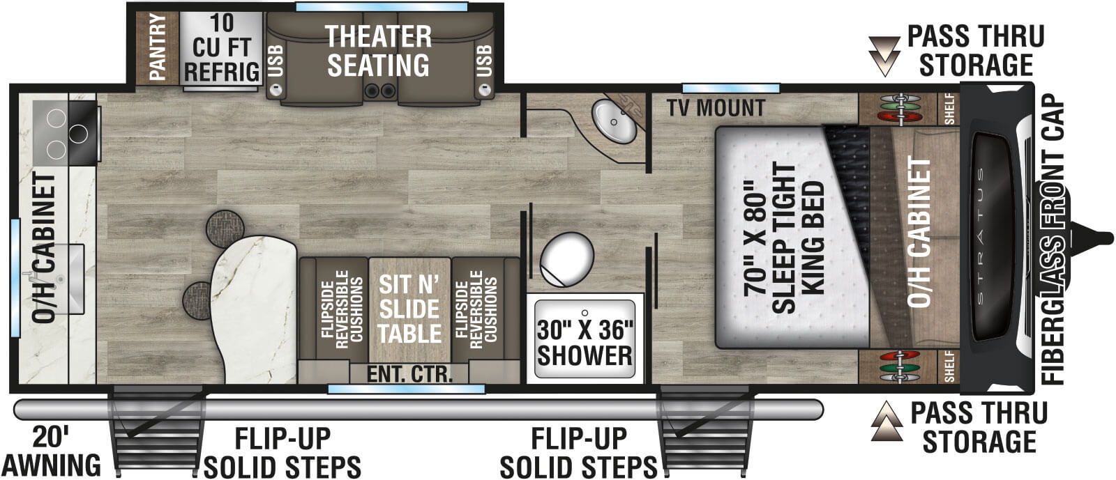 2027 Venture RV Stratus SR241VRK Travel Trailer Floorplan