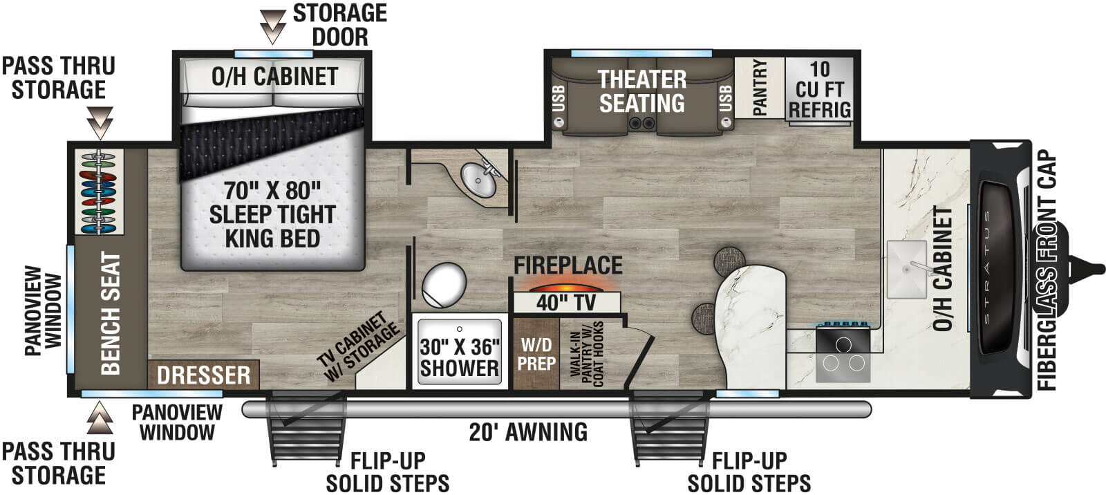 2027 Venture RV Stratus SR262VFK Travel Trailer Floorplan