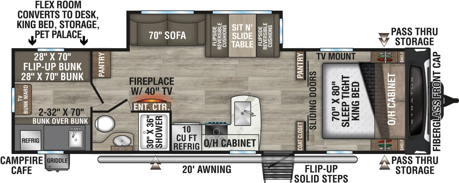 2027 Venture RV Stratus SR291VQB Travel Trailer Floorplan