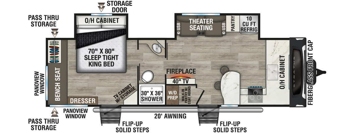 2026 Venture RV Stratus SR262VFK Travel Trailer Floorplan
