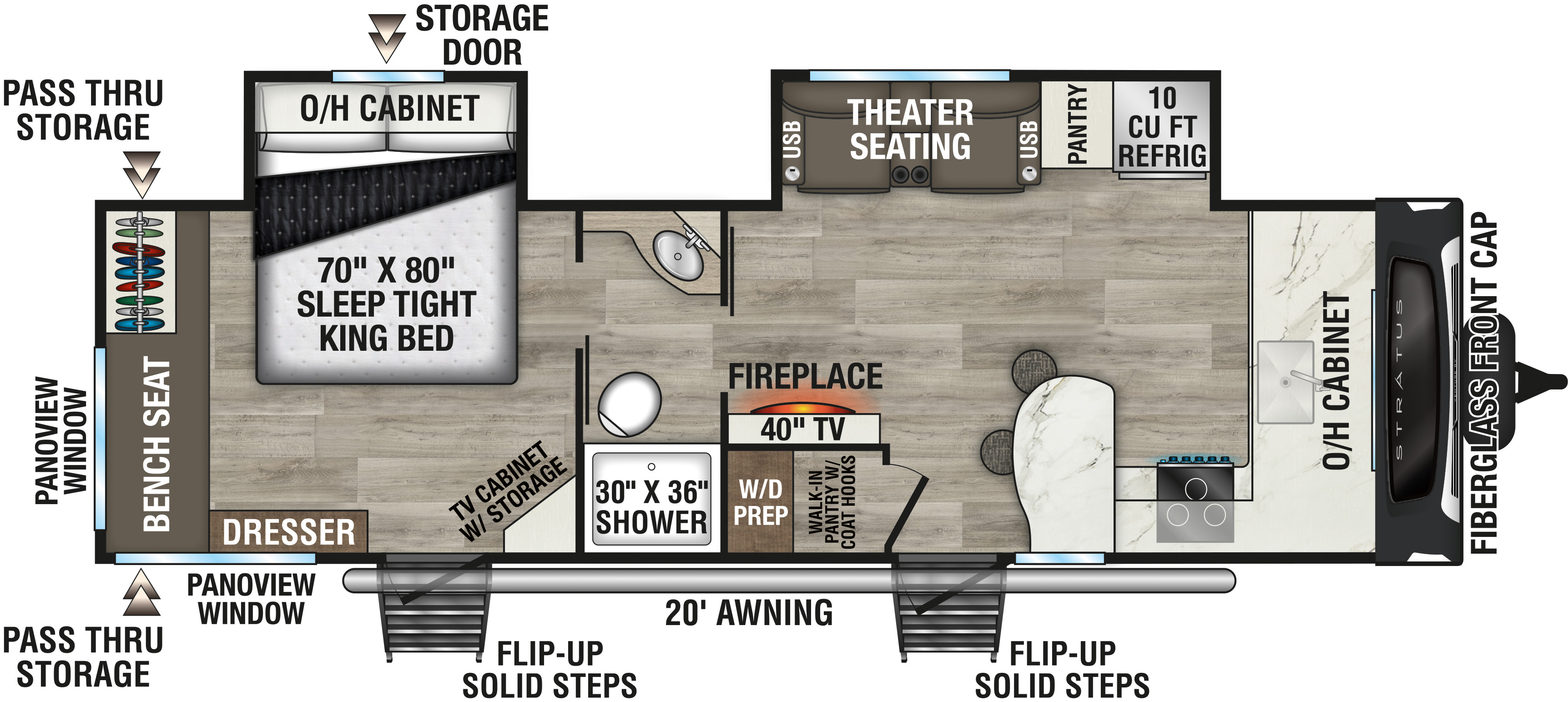 2027 Venture RV Stratus SR262VFK Travel Trailer Floorplan